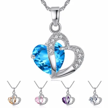 2019 chegada nova cor de prata em forma de coração zirconia pingente do crystal fashion jóias para as mulheres, presente de casamento de drop shipping