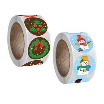 500PCS/roll dos desenhos animados Padrão de Férias de Natal de Embalagem de Presente Caixa de Etiquetas Autocolantes DIY Decorações