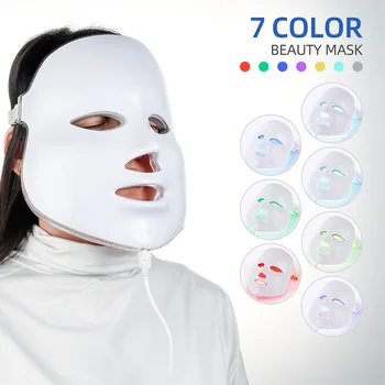 7 Cores LED Máscara Facial Máscara facial tratamento de Fótons de Luz do Rejuvenescimento da Pele de Uso Doméstico DIODO emissor de Luz de Cuidados com a Pele Dispositivo Facial Instrumento
