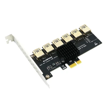 Adaptador PCI-E Card PCI-E 1X 6 USB3.0 Gráficos Cabo de Extensão para o Cartão de Expansão Pcie Conversor Para BTC Mineiro de Mineração