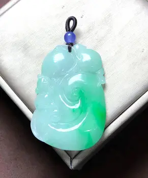 Belo Myanmar Jade Ru Yi Pingente de pêssego Amuleto jadite Pendurar ornamentos churinga Qualidade