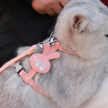 Colete de Tração Trela Poliéster desenho animado do Urso Gato Colete de Tração da Corda Respirável Leve Gato Colete de Cadeia para Pet Shop