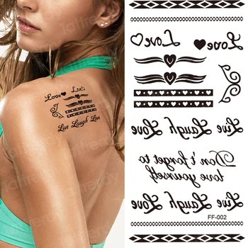 impermeável tatuagens temporárias de letras de preto henna falso palavras em inglês de mão dedo arte no corpo sexy tatoo adesivo para as mulheres menino