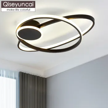 Luz de sala de estar simples e pós-moderna, lâmpada de teto LED restaurante Nórdicos personalidade rodada em preto e branco quarto lâmpada ultra-fino