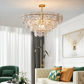 Nordic Luz Pendant de Cristal de Luxo Candelabros de Ouro para a Sala de Jantar, Sala de estar Hanging Lamp Grande Iluminação Lâmpadas Decorativas
