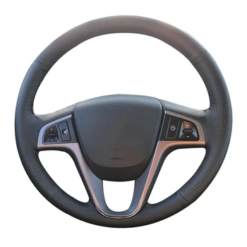 Preto Couro Artificial Carro Cobertura de Volante Para Hyundai Solaris i25 i20 Sotaque 2009-2014 Limousine Hatchback de Acessórios para carros
