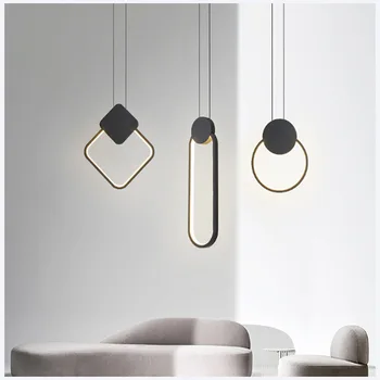 Simples pós-moderno quarto de cabeceira led luminária criativa geométricas sombra loja de roupas da loja de café led de suspensão da lâmpada
